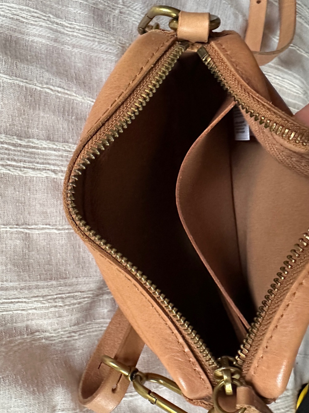 MADEWELL The Leather Carabiner Mini Crossbody Bag | Warm Hickory Tan - Picture 12 of 14